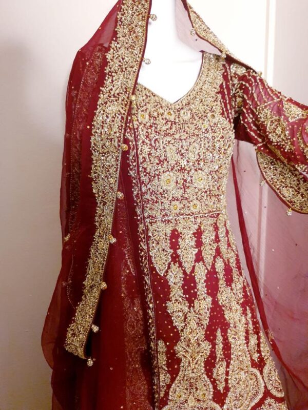 Heavy Embroidered Wedding Dress - Image 2