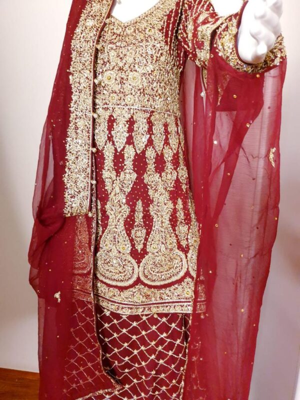 Heavy Embroidered Wedding Dress - Image 3