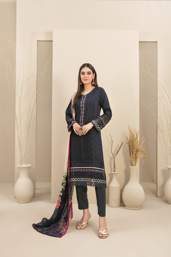 Black Fancy Embroidered Viscose